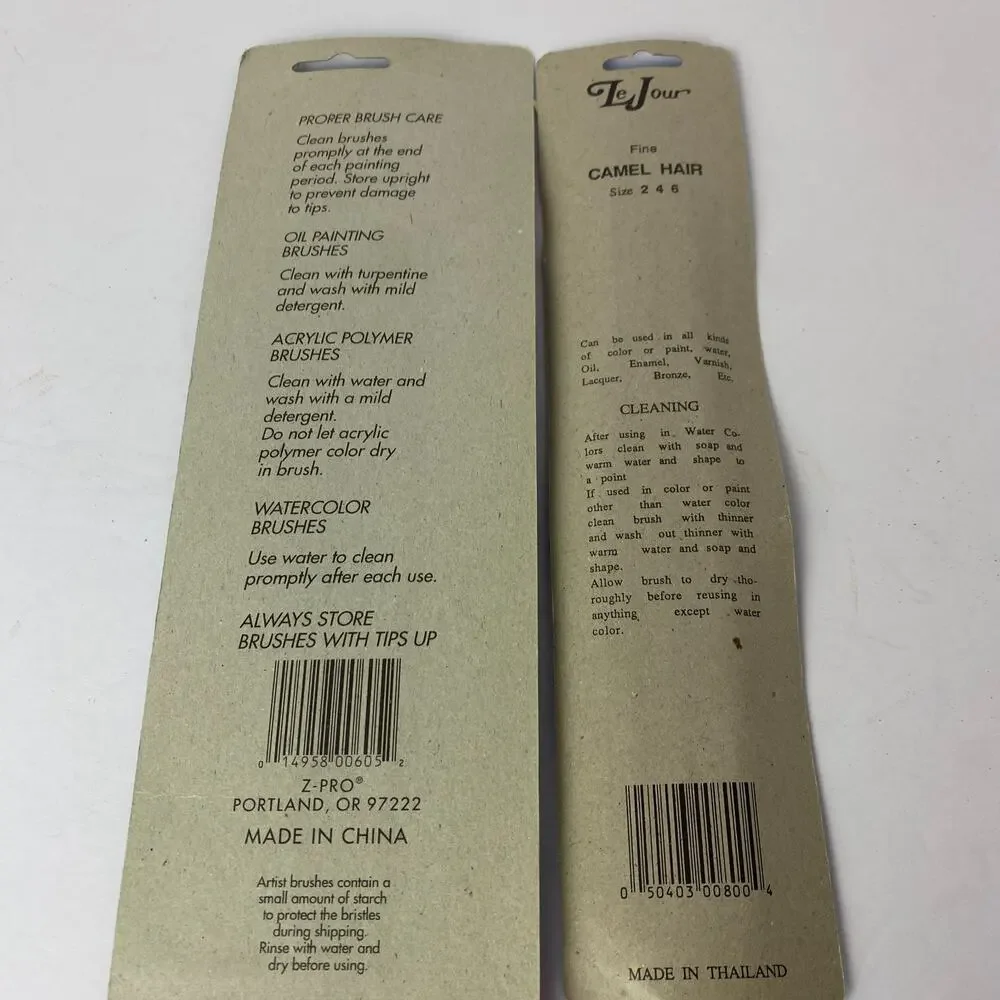 Vtg NEW Camel Hair Paintbrush Sets Lot of 2 Le Jour & Z-Pro Utility Touch Up